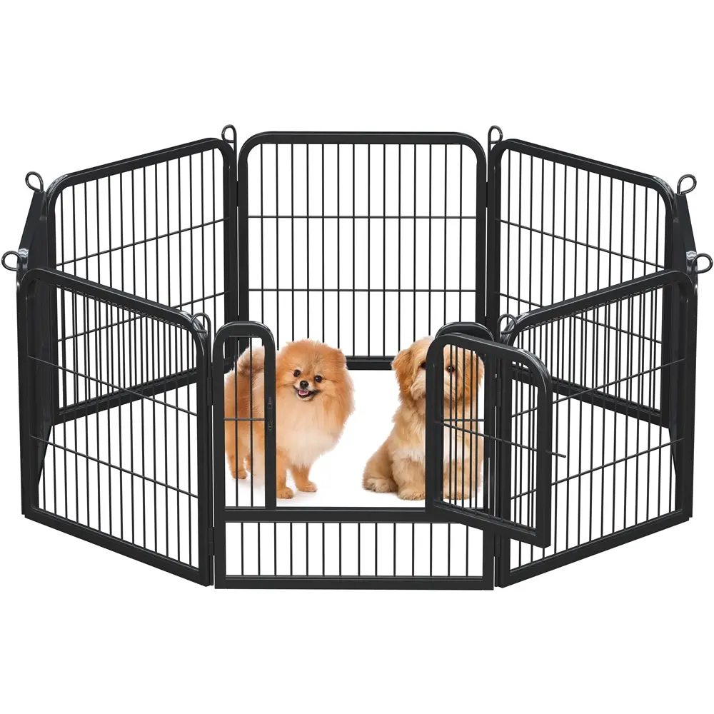 Yaheetech 25in Tall Steel Portable Puppy Fence - 6/8/12/16 Panels Enclosed Exercise Pen with Door, Square/Rectangle Enclosure for Indoor Outdoor Use