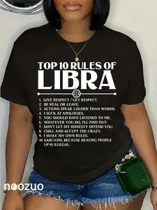 100% Cotton Horoscope Symbols Astrology Sign Top 10 Rules Of Libra T-Shirt