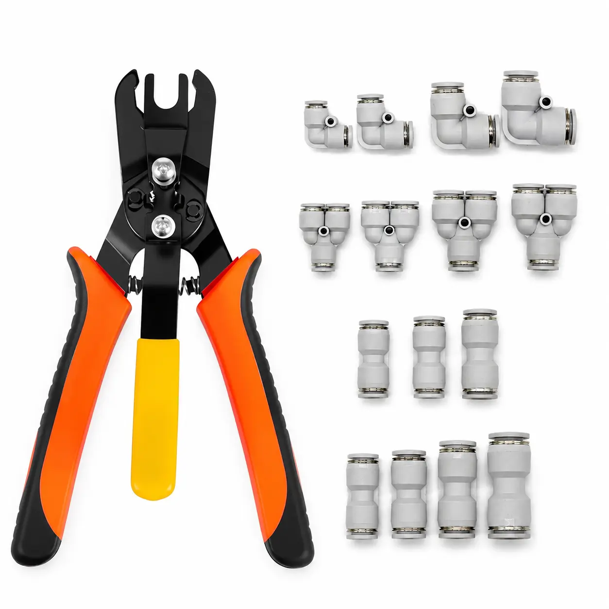 Pneumatic Air Line Push-to-Connect Disconnect Pliers Kit - Remover Pliers & Pincers for Automotive Garage Disconnect Repair Tools, All Seasons Crowded Connector Areas Use, Includes 15 Fittings, Workshop