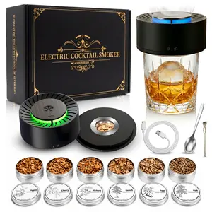 Electric Whiskey Smoker Kit Built-in Lighter, No Butane Needed, Rechargeable Cocktail Smoker Kit with 6 Wood Chips,Fashioned Drink Smoker Kit