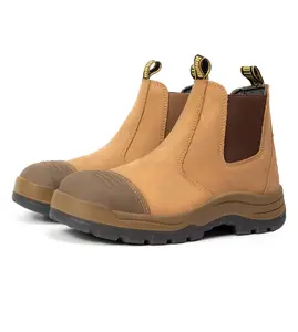 TAN 802 / TAN 822 Soft Toe / Composite Toe Men’s 6“ Slip-On Safety Work Boots – Nubuck Leather Upper, Fiberglass Toe, Kevlar Puncture Resistant Midsole, Slip Resistant & Anti-Static, Goodyear Welt Construction, PORON Insole,  Workboots Footwear