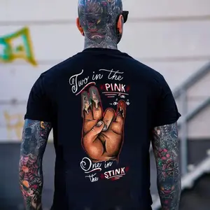 TWO IN THE PINK ONE IN THE STINK Sexy Letter Print Shirt, Perfect Gift For Women-Mens,  Menswear Top
