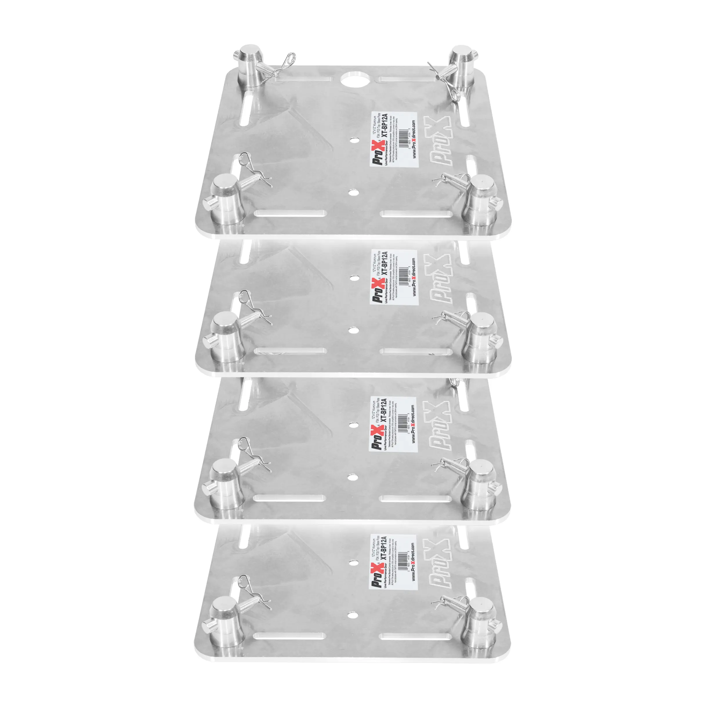 Pro X Pack of Four 12" Aluminum Base Plates Universal F34 Trussing with Conical Connectors 6mm