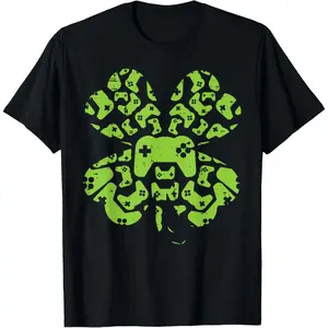 StPatricksDay VideoGameController Shamrock BoysMen Gift TShirt
