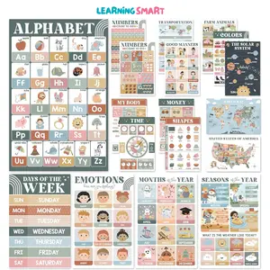 Set of 18 Educational Posters for Classroom, Preschool Posters for Classroom, Homeschooling for todllers 2-6, Visual Learning Posters