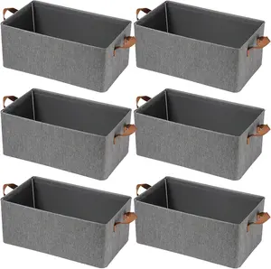 Large Capacity Storage Bins Closet Organizer System,Sturdy Foldable Storage boxes for Organizing Clothing,Sheets,Toys,Books - Shelf Organizer Shelves Basket storage Bin, Organizing Baskets for Shelf,Utility Room, Grey makeup storage organizer,3/6 pack