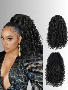 Natural Volume High-Temperature Fiber Wig, Elastic Ponytail Spring Roll Drawstring African Small Curl Fake Hair Tail, Realistic Style, Synthetic Extensions, Synthetic Hair Pieces, Synthetic Curly Hair, Synthetic Hairpieces