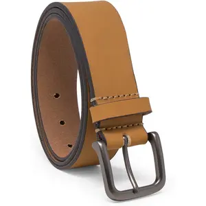 Timberland Men's 35 MM Classic Jean Leather Belt Wheat Genuine Leather Smooth Cut Edges Gun-Metal Nickel Buckle 1.37 Inches Width