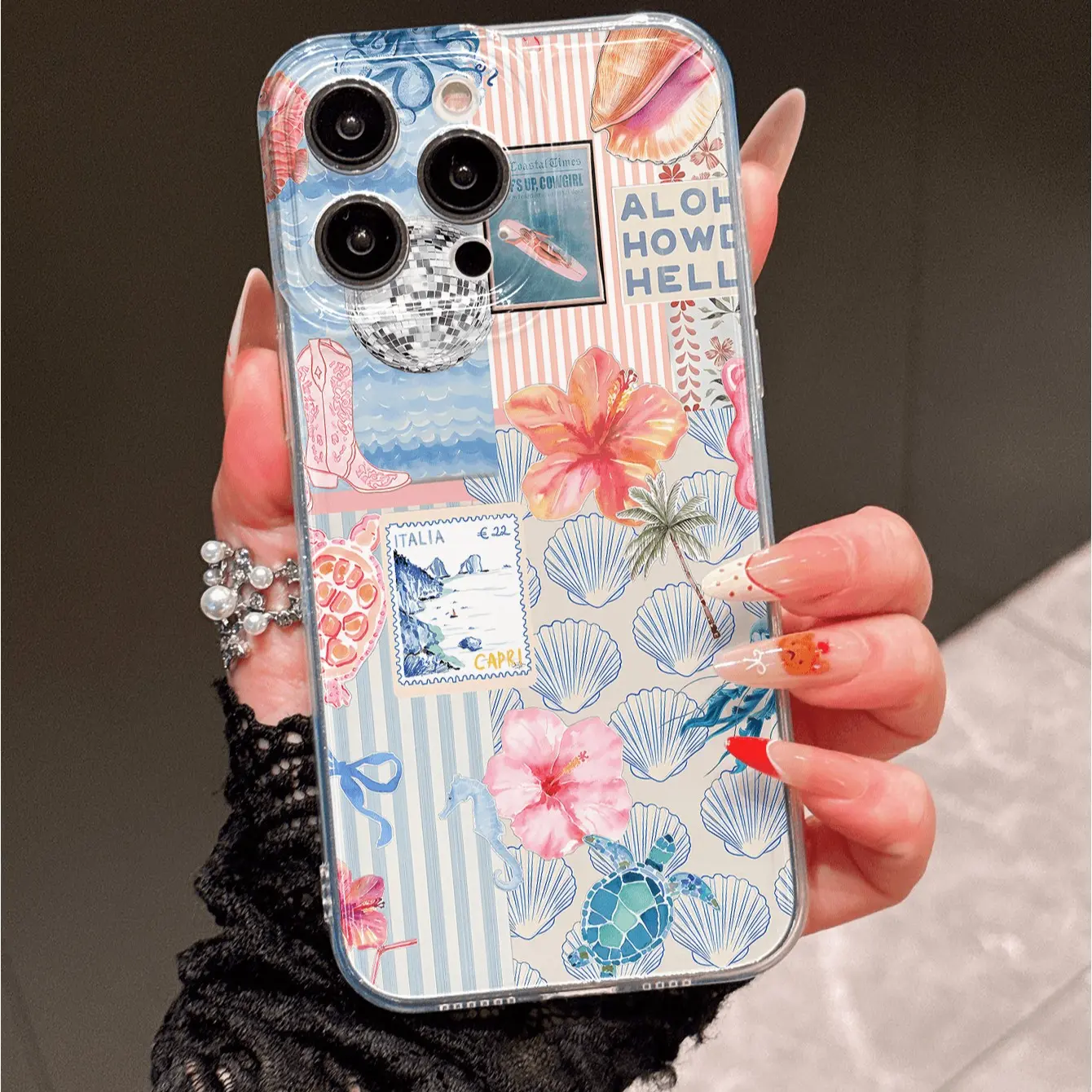 Lily Starfish Shell Pattern iPhone Case, Thick Anti-Drop Phone Cover ...