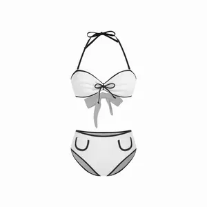 Cider Halter Neckline Contrasting Binding Bowknot Cheeky Bikini Set SwimWeek