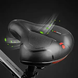Ergonomic Gel Foam Bicycle Seat - Shock-absorbing, waterproof, breathable, wide bicycle saddle with reflective strips suitable for city, mountain, and road bikes. Unisex, adult black.