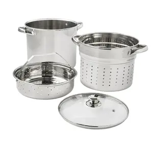 4-Piece Stainless Steel 8 qt Cooker Multipot Set, 12.60 x 9.76 x 9.76 Inches