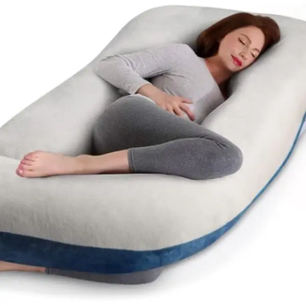 AIT Corp Cauzyart 55-Inch U-Shape Adjustable Pregnancy Maternity Pillow - Nursing Sleep Aid, Back Pain Relief Support for Pregnant Women, Removable Washable Velvet Cover