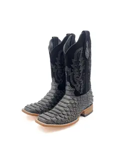 Cowboy Boot Gray Python Print Faux