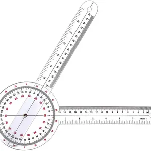 Goniometer 12 inch, Transparent Orthopedic Angle Ruler Plastic Goniometer, 360 Degree Clear Protractor Measuring Instrument Tool for Physical Therapy for Body Measuring Tape Goniometer Protractor Ruler Angle Finder