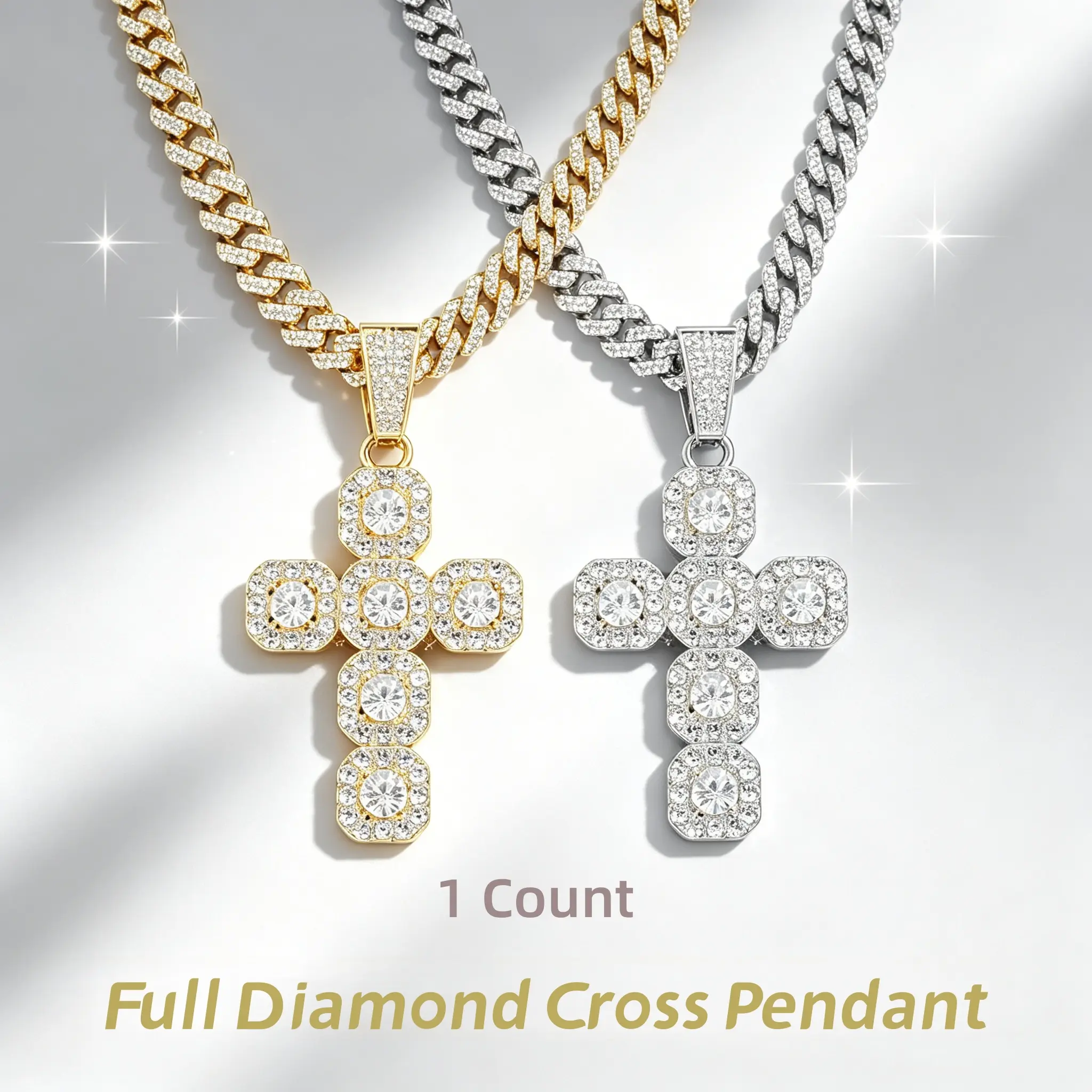 13mm Football Pendant Necklace for Men | Iced Out Cross Cuban Link Chain | AAA Zircon Hip Hop Jewelry | Zinc Alloy Soccer Charm Gift for Him