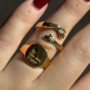 Gold Signet Ring Minimalistic Affirmation More Self Love Massive Ring Motivation Darling Migrate Girl Power Summer Vibe Size 8 US