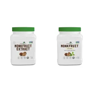 Morning Pep 100% Pure Monk Fruit extract sweetener, No Erythritol 5 oz and Morning Pep Monk Fruit Sweetener, golden Sugar Substitute, 2.5 lb