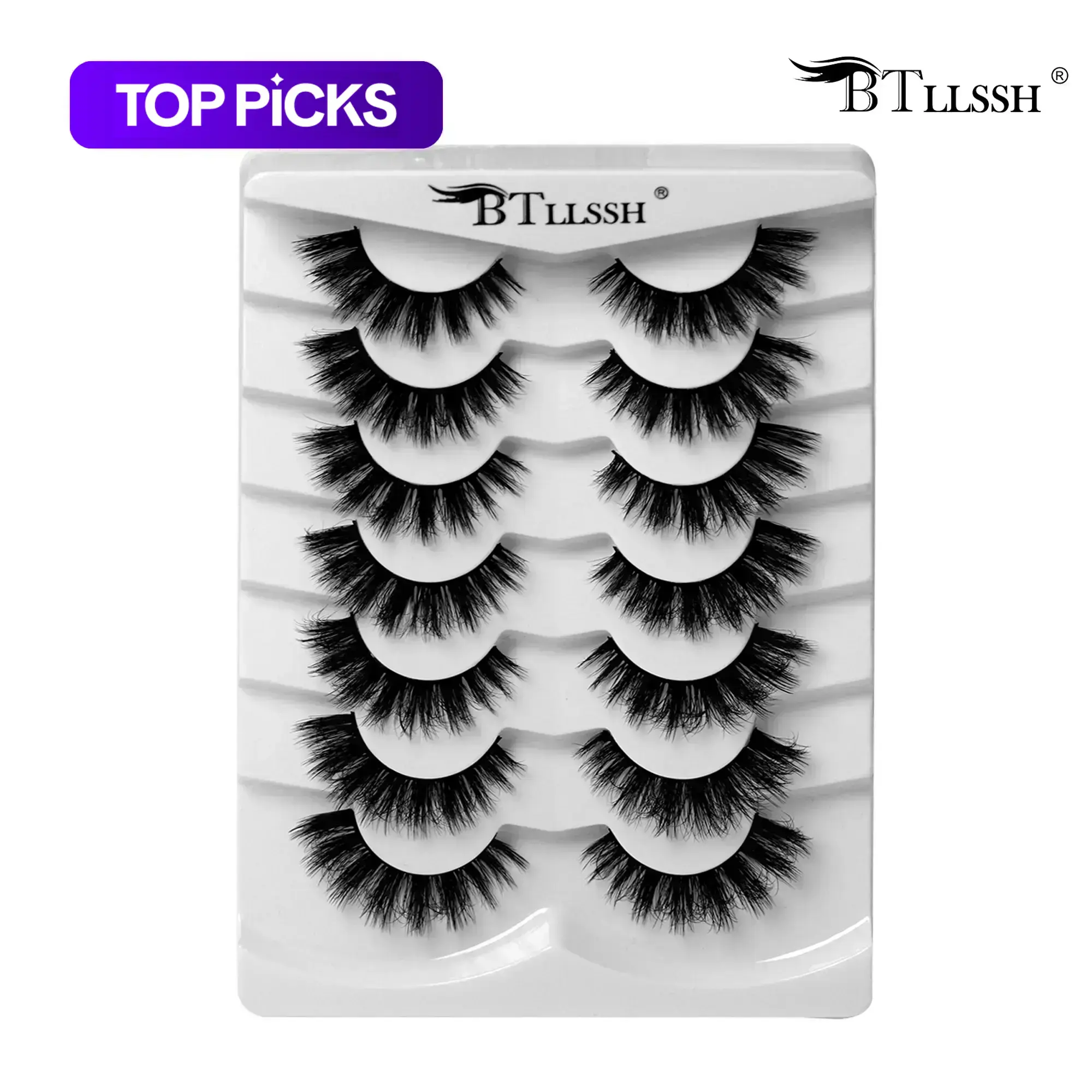 7 Pairs D-Curl False Eyelashes, Natural Curling Eye Makeup Strip Lashes, Lengthening Eyelash Extensions, Volumized False Eyelashes for Women and Girls, Suitable for All Eye Shapes, DIY False Eyelashes, False Eyelash Set, Artificial Lashes, Volume Lashes