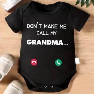 ZCAYNGER 100% Cotton Baby Onesie with "Don't Make Me Call My Grandma" Print, Soft Round Neck Jumpsuit for Infants, Perfect for Spring/Summer Diaper Changes Tagless Design Durable Expandable Shoulders