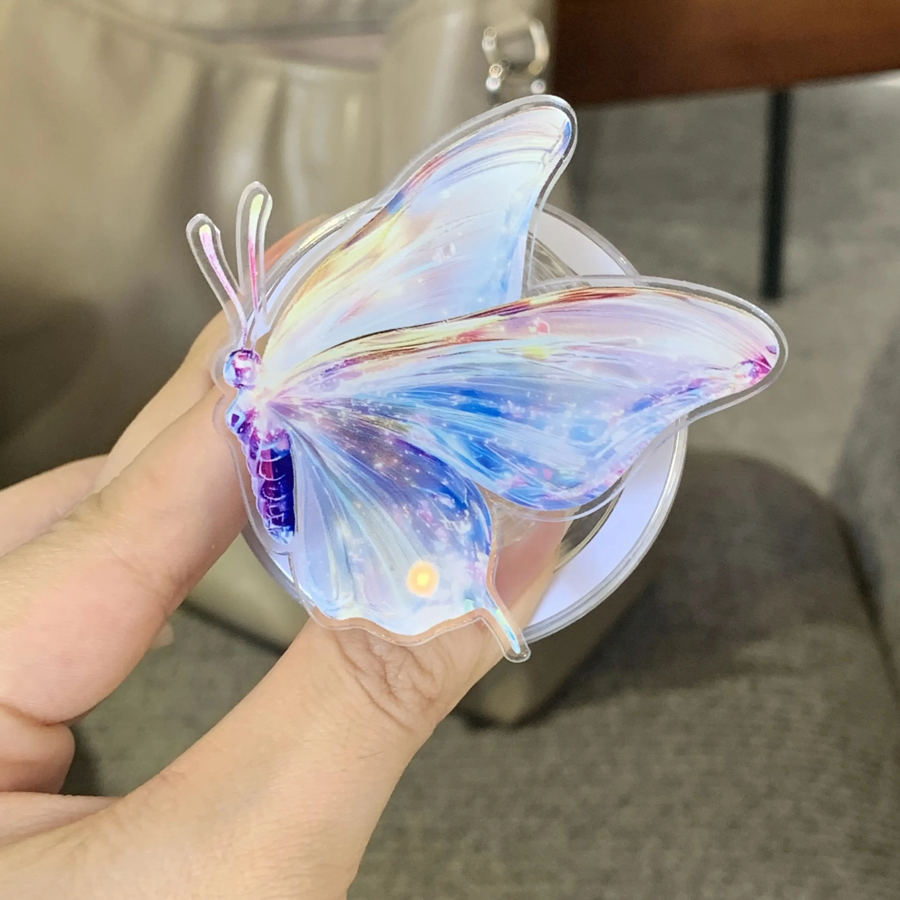 Iridescent Butterfly Magnetic Phone Grip – Butterfly Phone Stand, Pastel Fairycore Grip Holder, Cute Gift for Butterfly Lovers