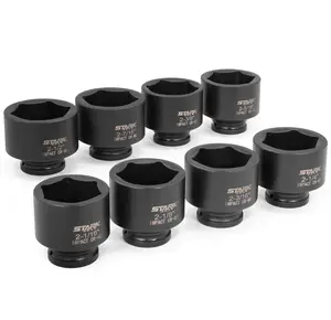 XtremepowerUS 9pc SAE Deep Shallow Impact Socket 3/4" DR SAE 2-1/16" - 2-1/2"