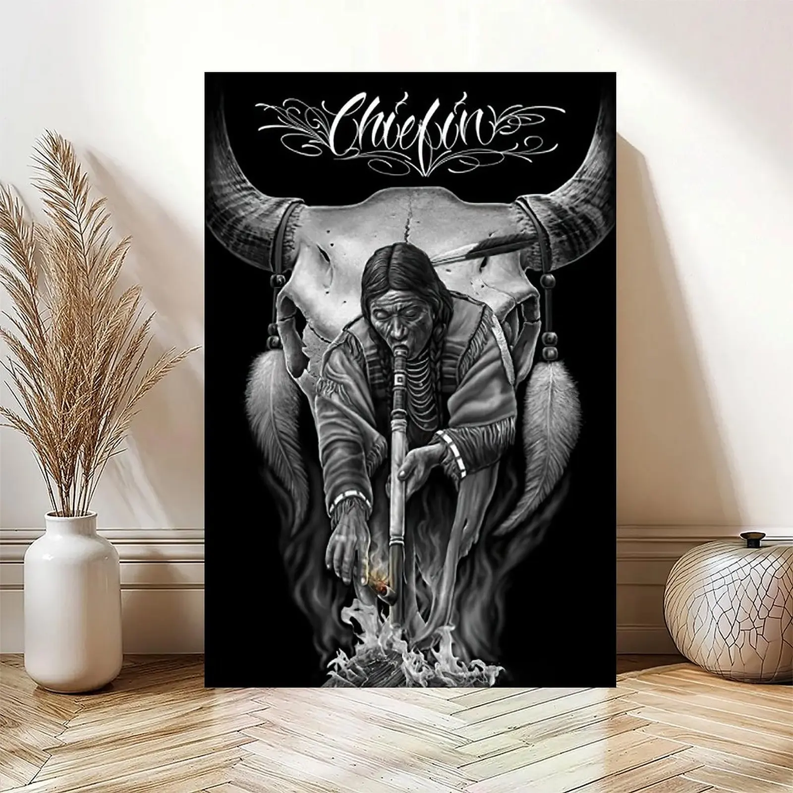 Vintage American Indian poster, American Indian chief wall decor art print poster, retro home decor artwork for living room wall decor Art Wall Decoration Western Wall Art Black Wall Art