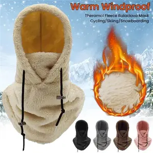 Outdoor Hat Thermal Sherpa Fleece Hood Ski Mask Winter Balaclava Cold Weather Clearance Adjustable Arctic Fleece Windproof Face Protector Warmth Cycling Snowboarding