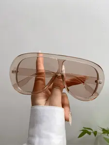 Retro Large Frame Tinted Lens Sunglasses, Stylish Glasses, Street Trendy Shield Sunglasses for Everyday Use, Fashion Accessories for Outdoor Activities