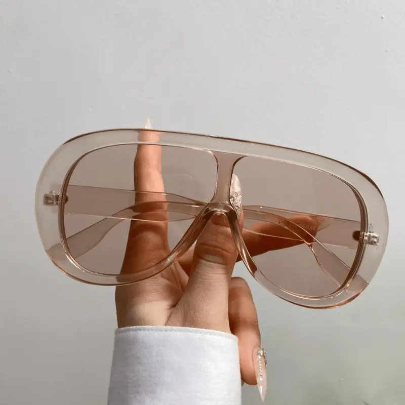Retro Large Frame Tinted Lens Sunglasses, Street Trendy Shield Sunglasses for Everyday Use, Fashion Accessories for Outdoor Activities, Fashion Accessory Eyewear