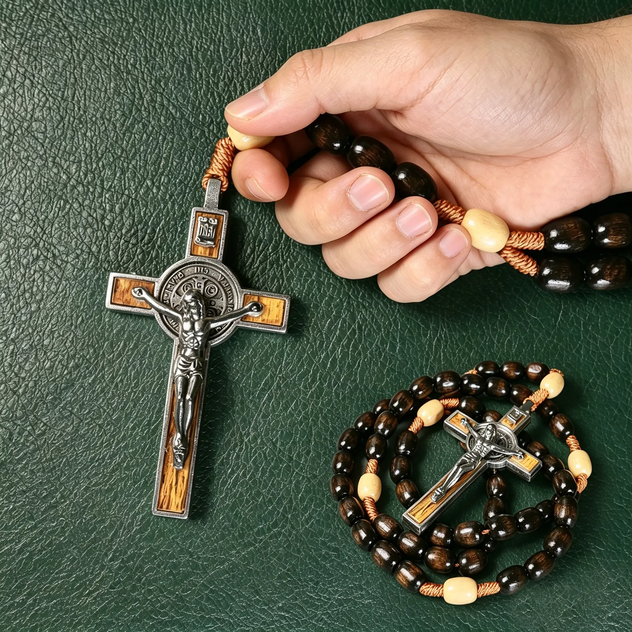 Catholic Rosary Beads for Men Holy Prayer Beads Rosary Necklace with Crucifix Cross Rosary Catholic Christmas Gifts