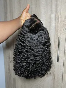 Water Curly Short Bob Wigs Brazilian Pre Plucked 13x4 Lace Front Wig Human Hair Wigs Deep Wave Hd Lace Frontal Wig For Women
