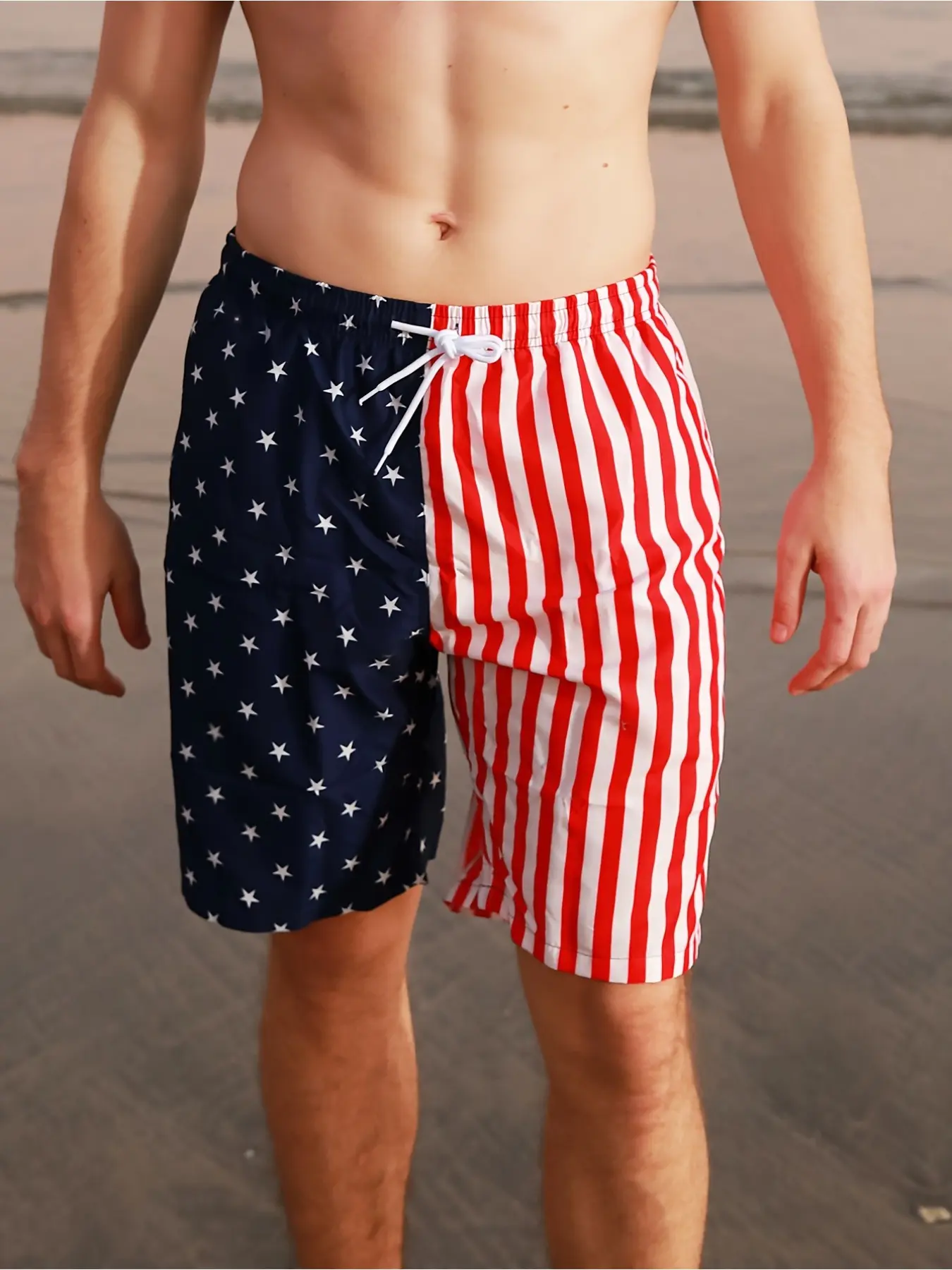 Men's Summer Waterproof Beach Shorts - Stretchy, Breathable Swim Trunks with Pockets and Drawstring, Suitable for Pool, Surfing, and Outdoor Activities