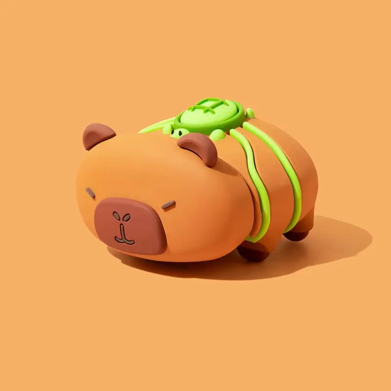 Cute Capibala Turtle Backpack Earphone Protective Cover with Pendant for AirPods 1 2 3 4 Pro Pro2 Headphone Accessories