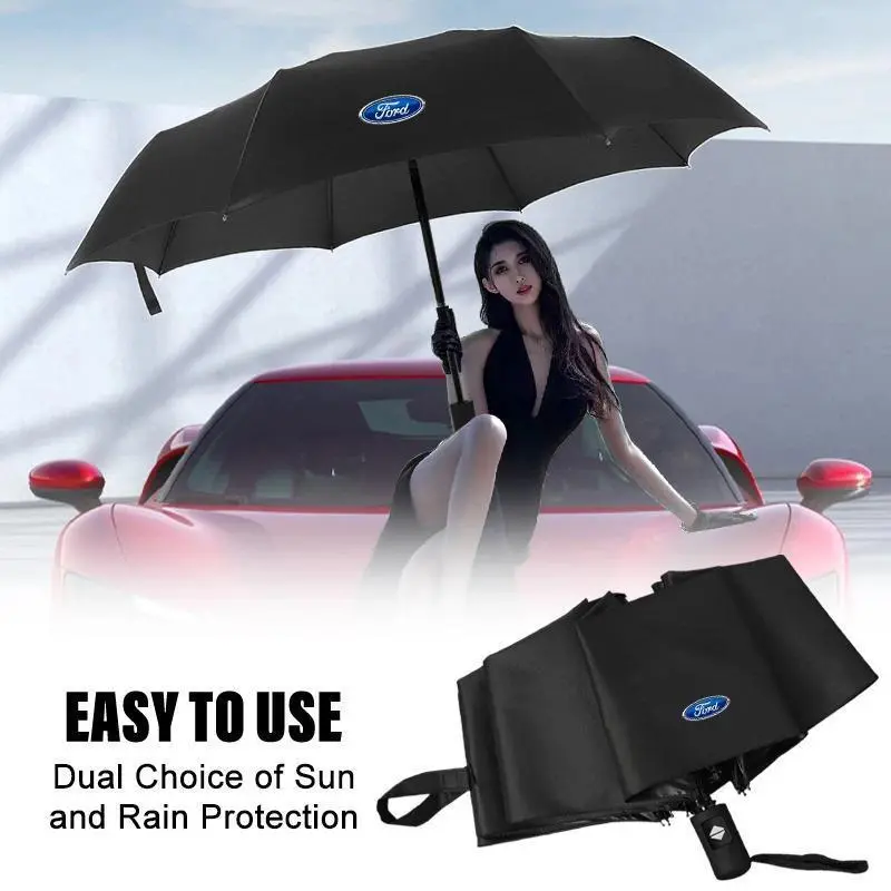 Windproof Rain Fully Automatic Compact 3 Folding Umbrella For Ford Focus Mondeo Kuga Fiesta MK7 Escort Explorer Edge 2 4