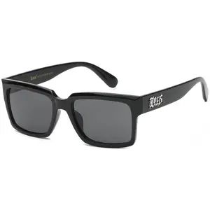 LOCS Square Fit Style Side Logo Trendy Super Dark Sunglasses