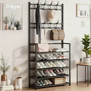 5-layer 3-in-1 multifunctional shoe rack, multi-layer home integrated shoe and hat rack, assembled multifunctional storage rack, door-side bag storage rack, shoe cabinet