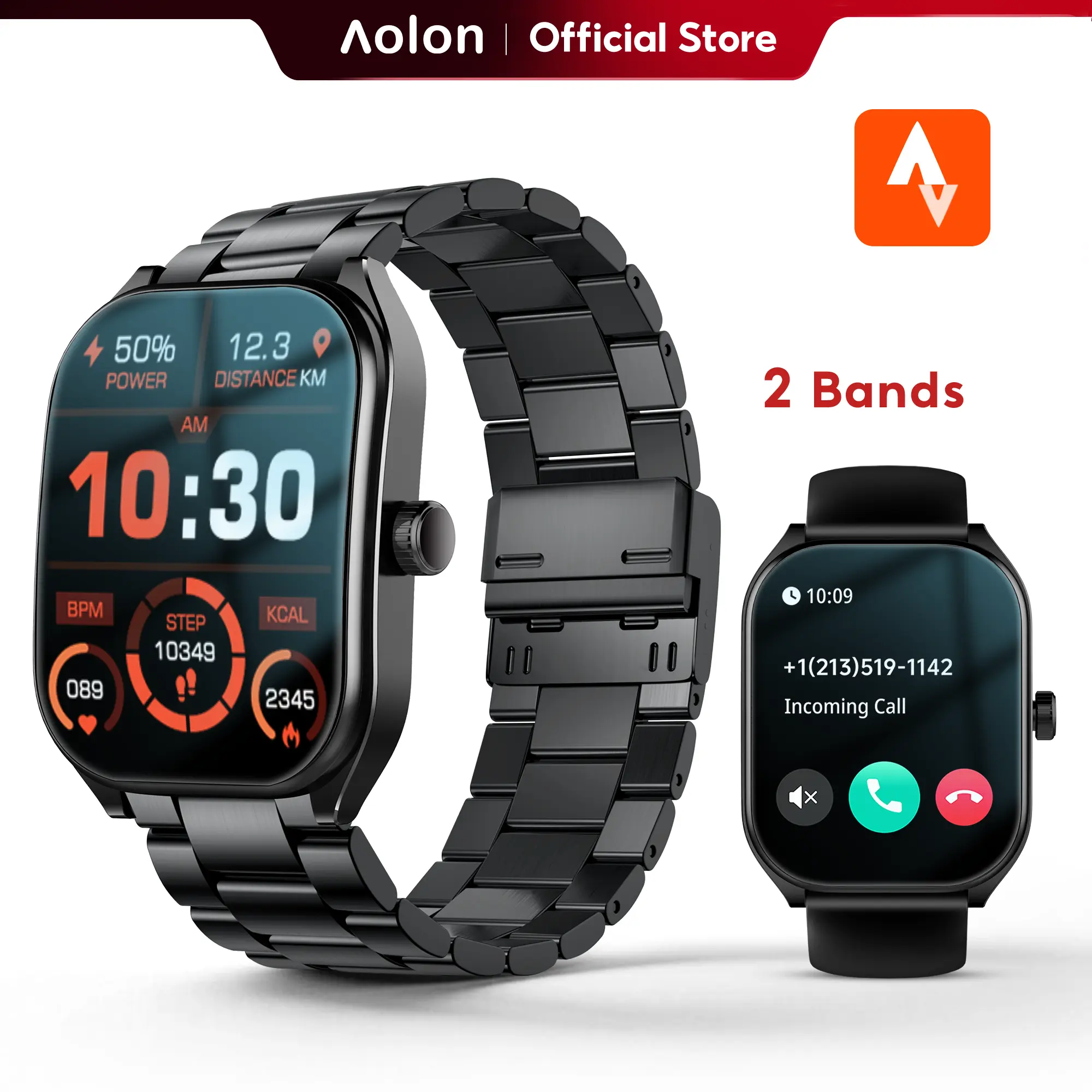 Aolon Curve SmartWatch for Men & Women, 2.01" Touchscreen Digital Watch,Watches,Wearable,sport mode,sleep monitoring,heart rate monitor,bluetooth call,bluetooth call,android&ios,ip68 waterproof,fitness tracker,travel essentials,back to school