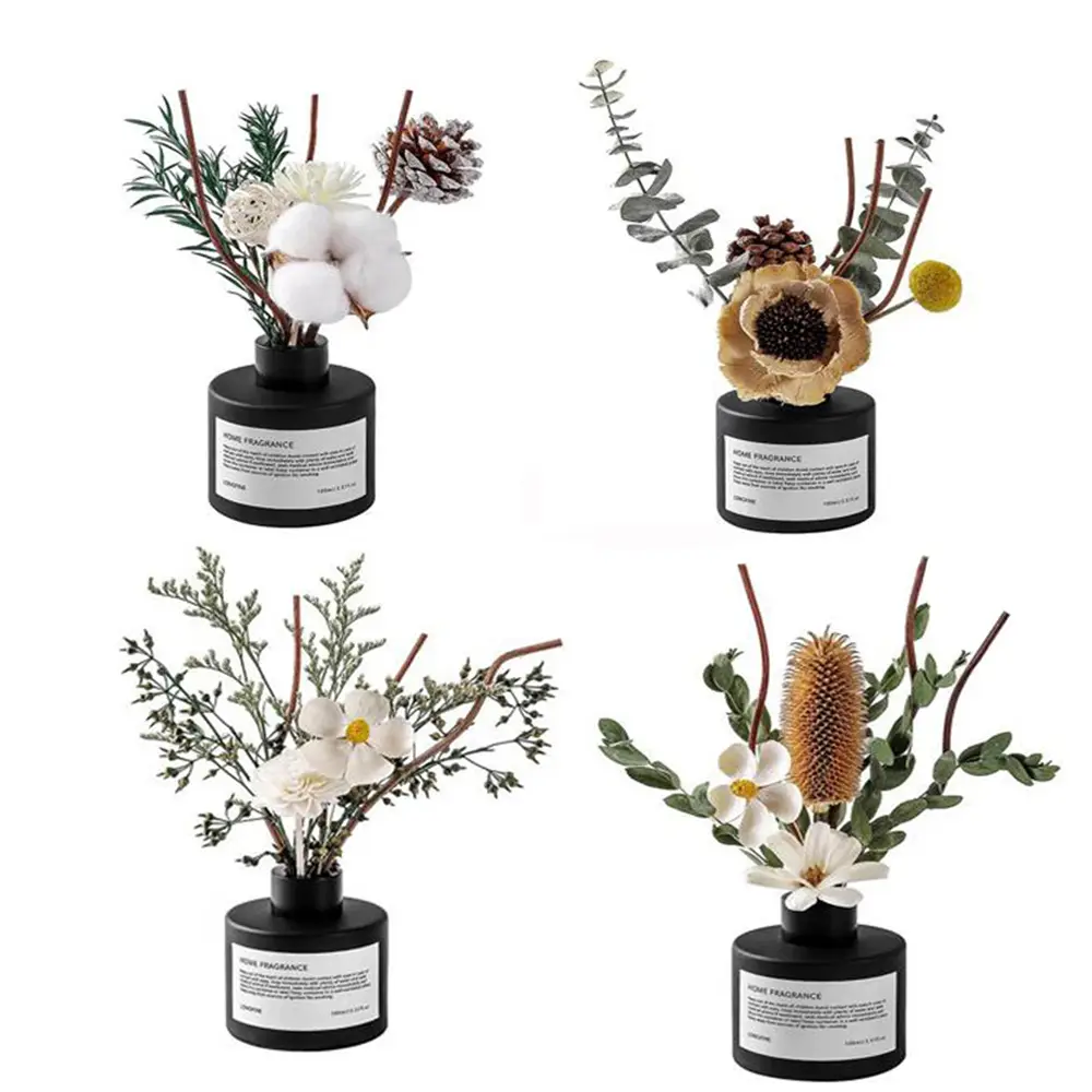 KBHOMFRA Jasmine Scent Reed Diffuser 3.38 oz with Stick Diffuser Dried Flower Home Fragrance Scent Essential Oil Christmas Bedroom Aroma Gift Bouquet