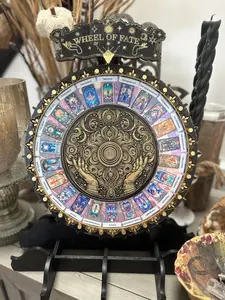 Wheel of Fate Spinning Tarot Divination Tool - Engraved Birch Wood with Gold Gilding, Major Arcana Tarot Spinner