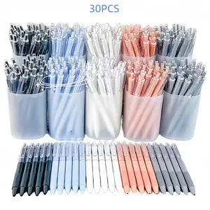 30-Pack Morandi Gel Pens, Retractable Clicker Pens, Simple Click Mechanism, Smooth Writing, 0.5mm, Ideal for Students, Daily Use, Perfect Gift for Teachers and Students, Press Gel Pens