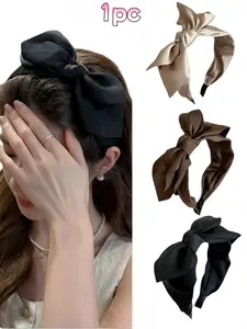 Women's Elegant Satin Puffy Bow Headband, Wide Band Design, // Colors, Perfect for Daily, Stylish Hair Accessory