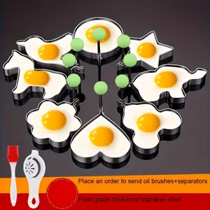 10 pcs set of thickened stainless steel egg fryer model, love shaped egg frying mold, creative egg ring, fried egg, poached egg grinding tool