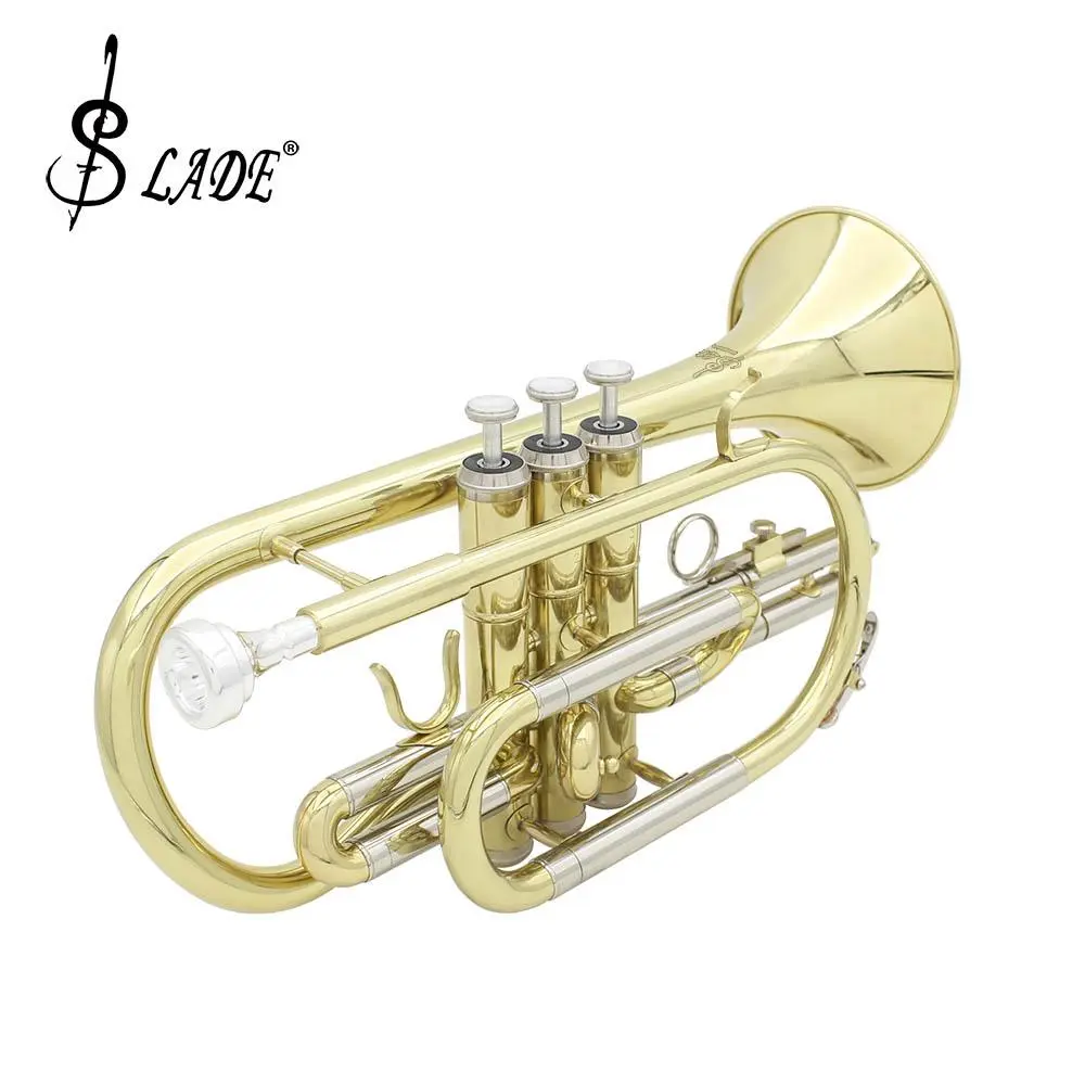 Slade Descending B Flat Brass Trumpet, Dual Color Silver & Gold, Soft Cloth Bag Included, Ideal for Music Lessons, Ensemble, Solo Performances
