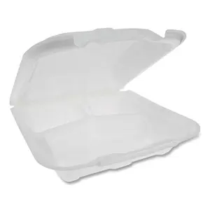 212 MAIN Insulated 9" Temperature-Controlled PS Kitchen Food Transport Container, 3-Compartment, White, Hinged Lid