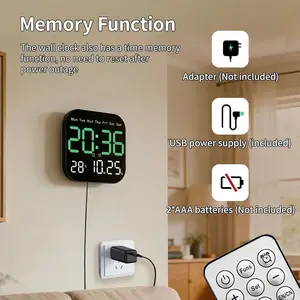 Intelligent Large-Screen Digital Living Room Wall Clock with Remote Control, Battery-Powered LED Wall Clock with Calendar, Time and Temperature Display, LED Alarm Clock and Home Decor, Valentine's Day Gift