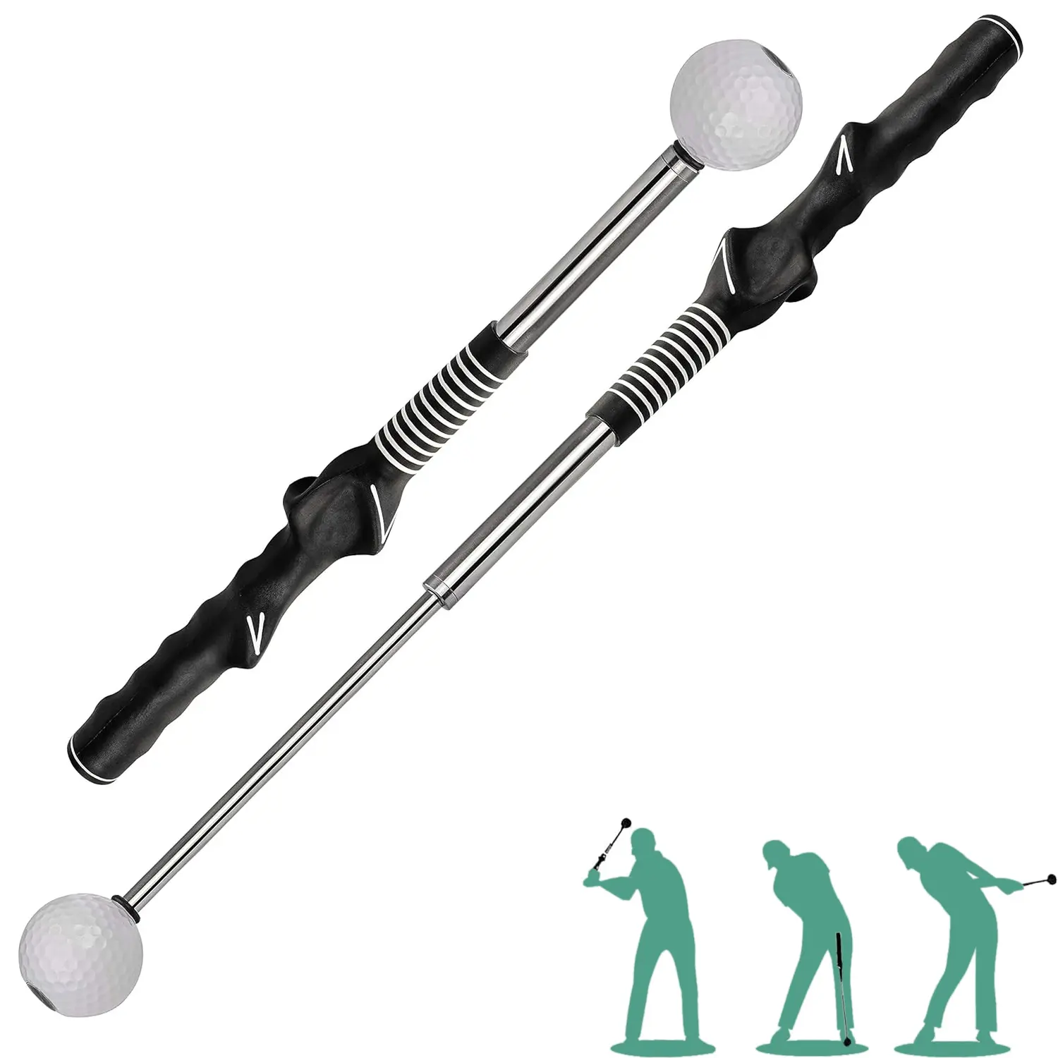 Arttodo Telescopic club, Retractable Golf Swing Training Aid, Click Sound Stick Trainer, Golf Warm Up, Grip, Strength, Tempo Training Aids, Golf Gift