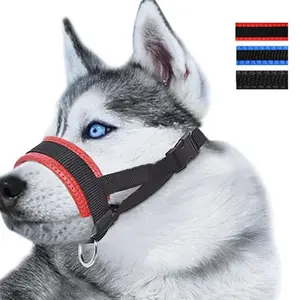 Nylon Dog Muzzle for Small,Medium,Large Dogs Prevent from Biting,Barking and Chewing,Adjustable Loop(L/Blue)