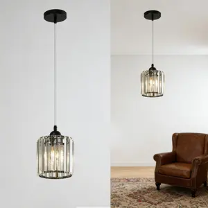 Modern LED Crystal Chandelier Pendant Light, E27 Bulb Warm, Ceiling Mounted Design for Dining Room & Kitchen Decor, Home Decoration Lamp