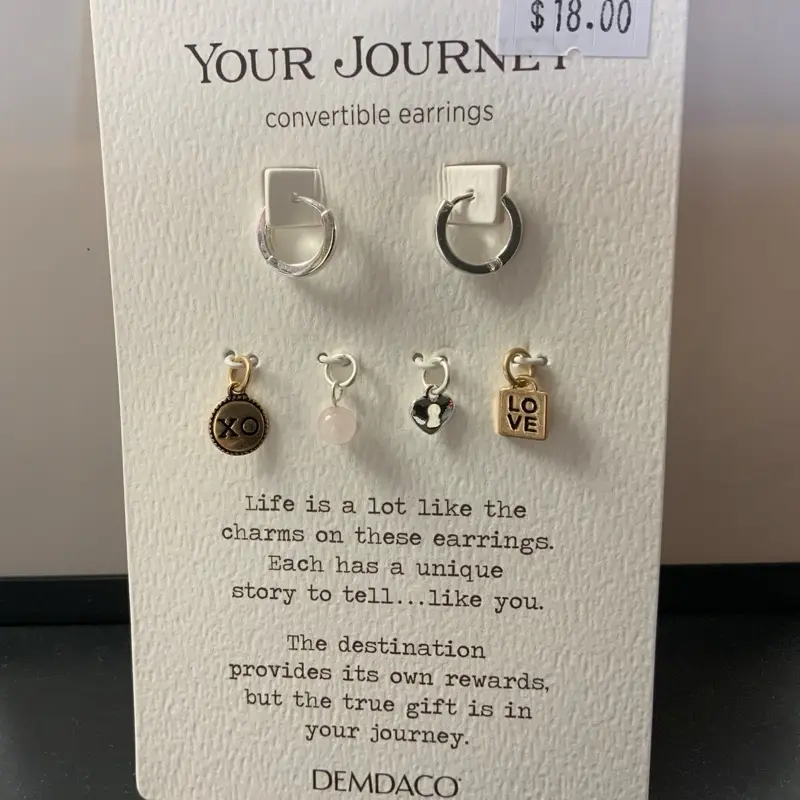 Demdaco YourJourney Convertible Earrings - Unique Stories on Display with "Life is a Lot Like the Charms" Design